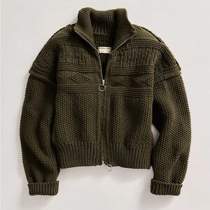 NWT Free Peopls We The Free Lil Lad Cardi Cardigan Sweater in Olive Green